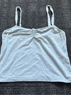 Light Blue Ribbed Cami Tank Top with
